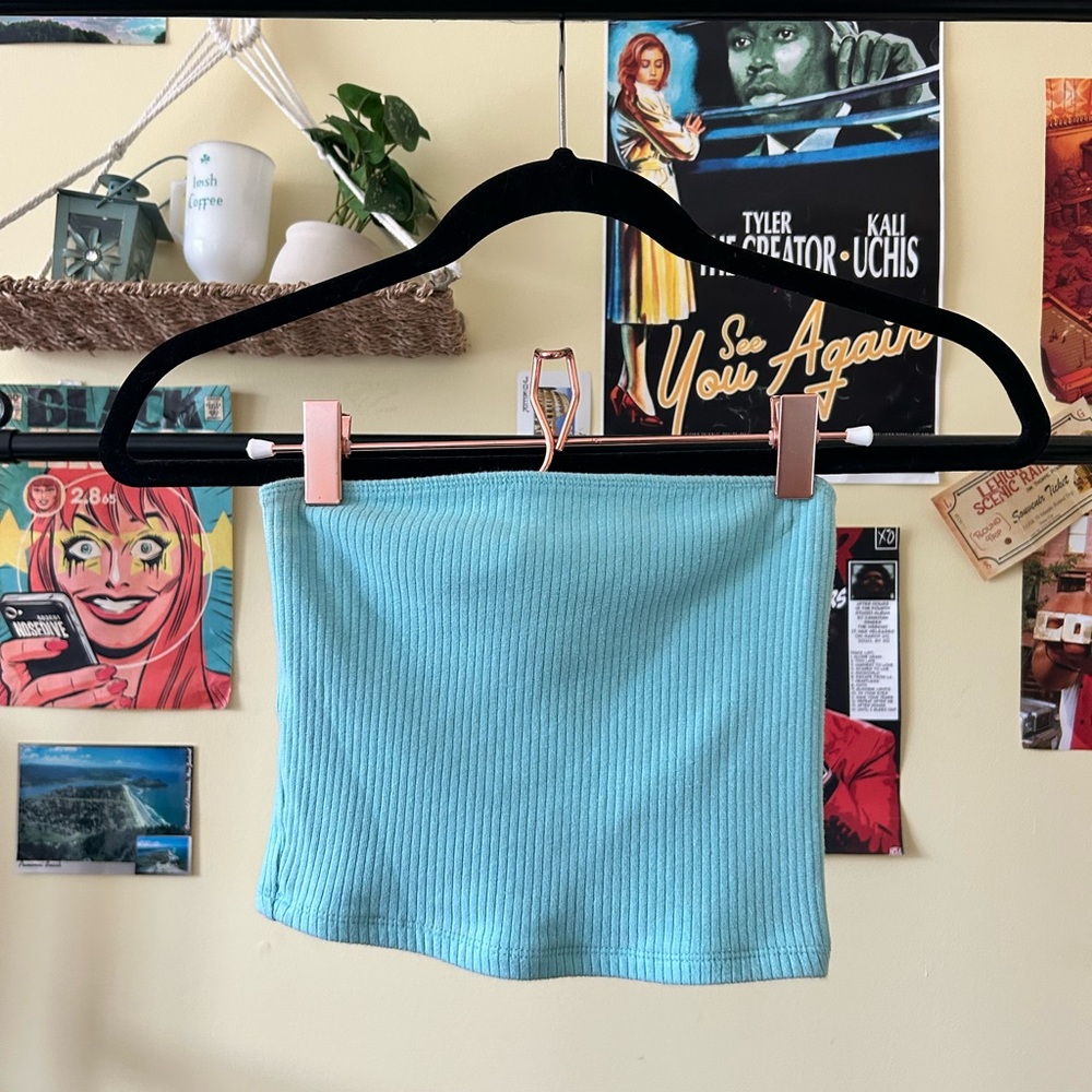 Hollister Teal Ribbed Tube Top